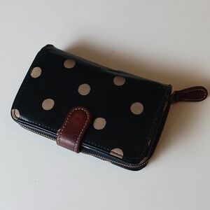 Cath Kidston Black Wallet with Beige Polka Dots